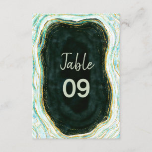 Teal Green & Gold Agate Wedding Table Numbers