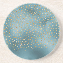 Teal Green Gold Luxe Glam Glitter Dots