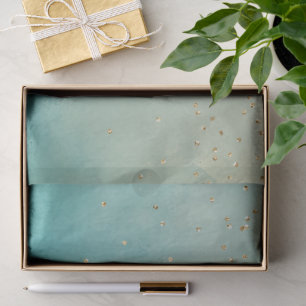 Teal Green Gold Sparkle Dots Tissue Paper
