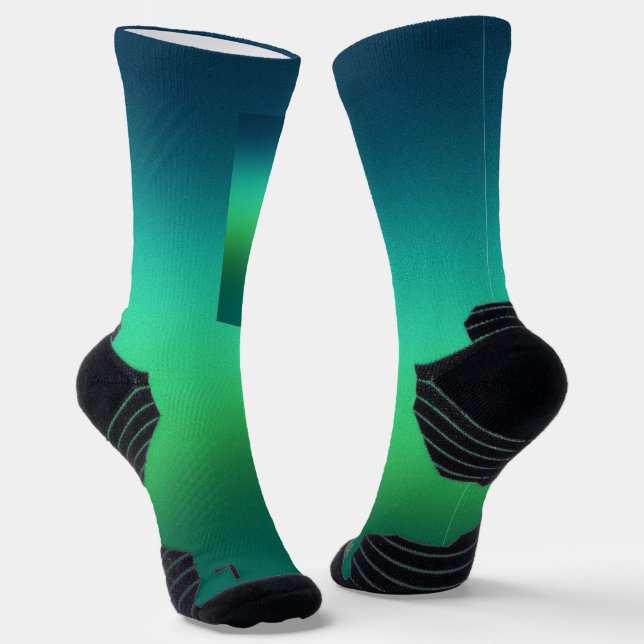 Teal Green Gradient Abstract Background Modern Socks (Angled)