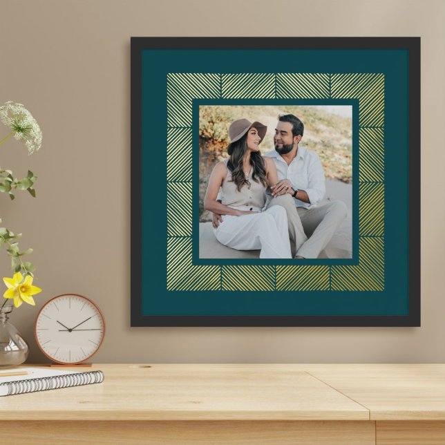 Teal Green Herringbone Custom Photo Foil Art Print (Creator Uploaded)