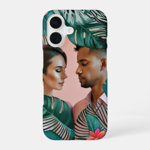 Teal Green Jungle Leaves Tropical Elegance Photo iPhone 16 Case