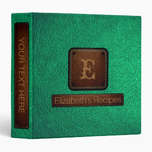 Teal Green Leather Look Brown Tag Binder