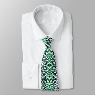 Teal Green Leopard Print Tie