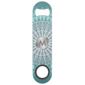 Teal Green Mandala Monogram Bar Key (Front)