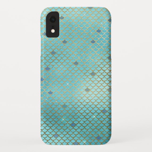 Teal Green Mermaid Scales Pattern Case-Mate iPhone Case (Back)
