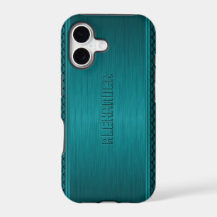 Teal-Green Metallic Brushed Aluminum Look