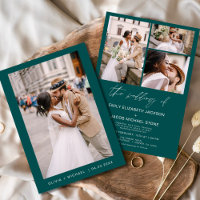Teal Green Minimalist Elegant Photo Wedding