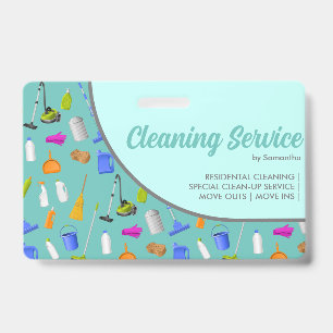 Teal Green Minimalist House Cleaning Service Badge