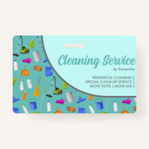 Teal Green Minimalist House Cleaning Service Badge