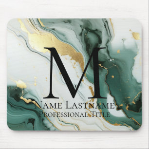 Teal Green Monogram Mouse Pad