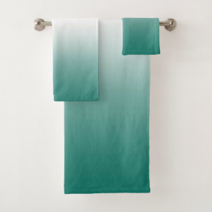 Teal Green Ombre Gradient Colour Bath Towel Set
