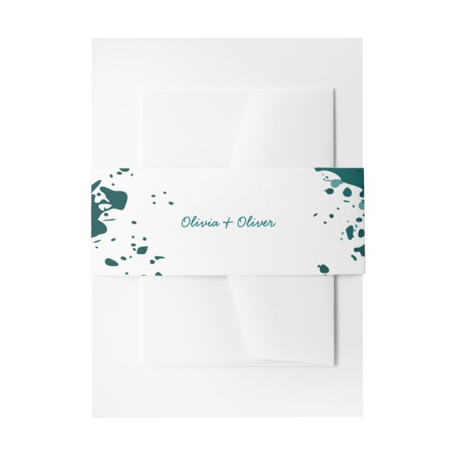Teal Green Paint Splatter - Belly Band Invitation Belly Band (Front Example)