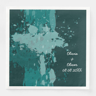 Teal-Green Paint Splatter Napkin