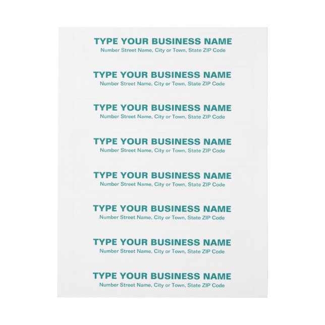 Teal Green Plain Text Business Wraparound Address Label (Sheet)
