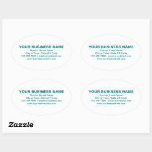 Teal Green Plain Texts Business Brand on White Oval Sticker