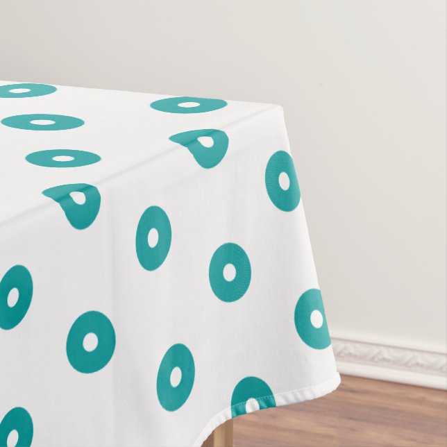 Teal Green Polka Dots Tablecloth (In Situ)