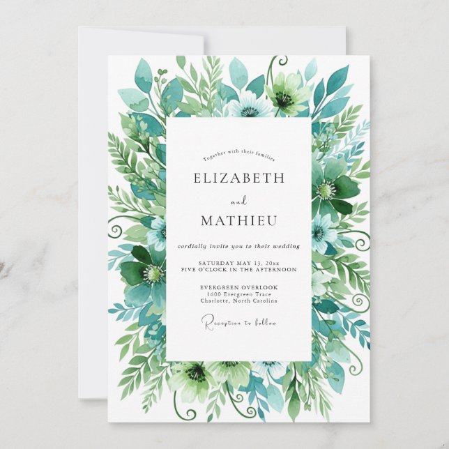 Teal Green Radiant Nature Wedding Invitation (Front)