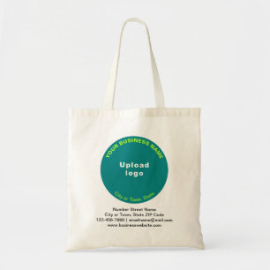 Teal Green Round Shape Business Brand on Budget Tote Bag