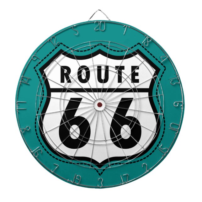 Teal Green Route 66 sign Dartboard (Front)