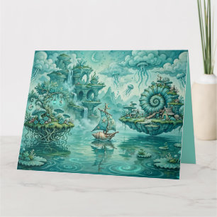 Teal Green Seascape Dream Surreal Fantasy Card