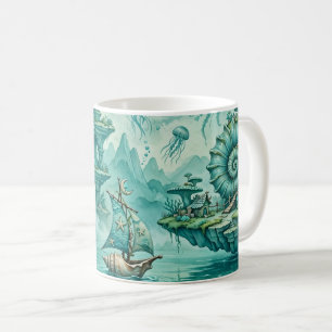 Teal Green Seascape Dream Surreal Fantasy Coffee Mug