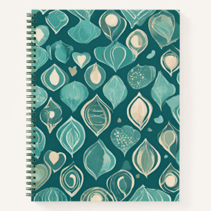 Teal Green Seashell Spiral Notebook   Aesthetic
