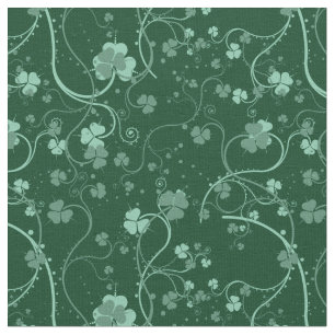 Teal Green Shamrock Swirl Pattern Fabric