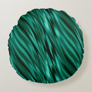 Teal green silky waves round pillow