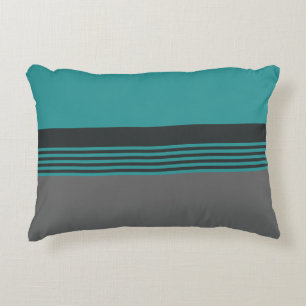 Teal Green Stripes Accent Pillow