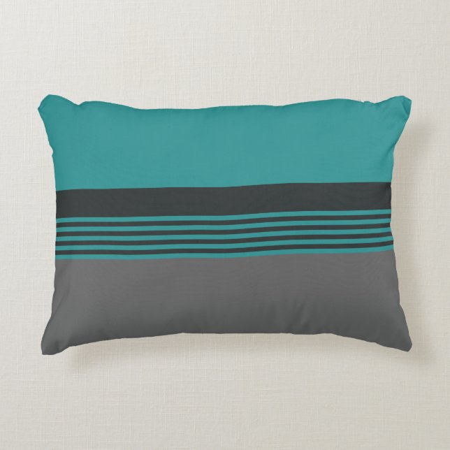Teal Green Stripes Accent Pillow (Front)