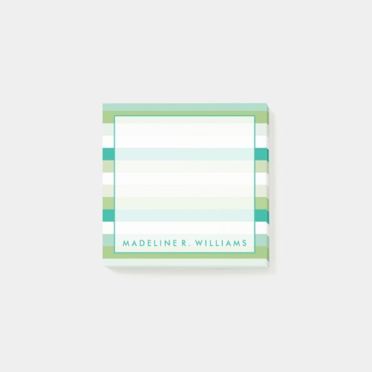 Teal & Green Stripes Post-it Notes