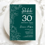 Teal Green Surprise 30th Birthday Invitation<br><div class="desc">Teal Green Surprise 30th Birthday Invitation. Minimalist modern feminine design features botanical accents and typography script font. Simple floral invite card perfect for a stylish female surprise bday celebration.</div>