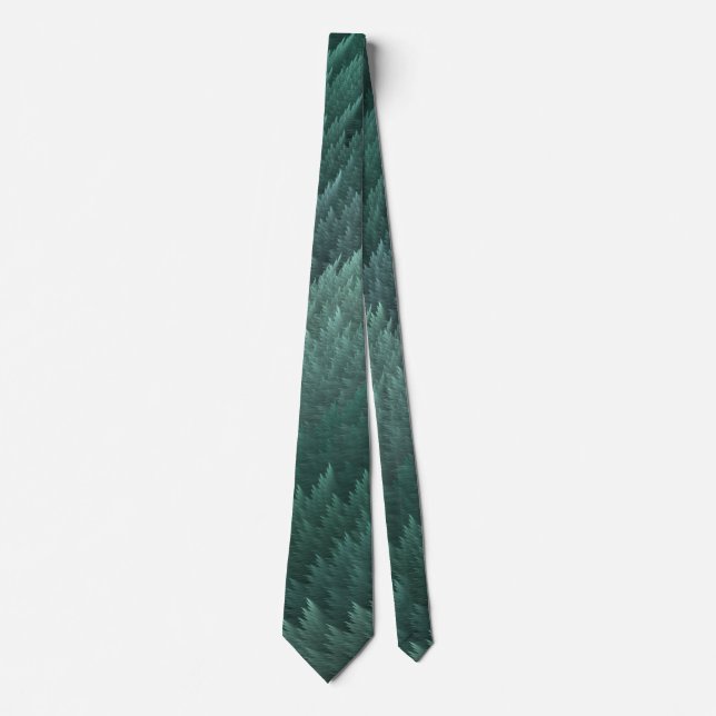 Teal Green Tartan Feather Pattern Tie (Front)