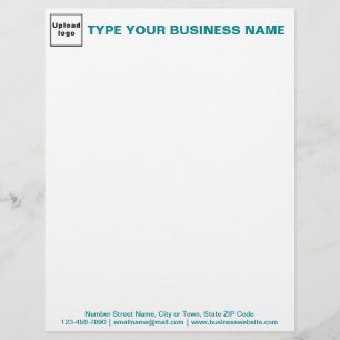 Teal Green Texts on Header and Footer of Business Letterhead
