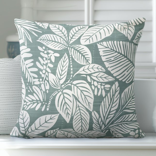Teal Green Tropical Throw Pillow (Creator Uploaded)