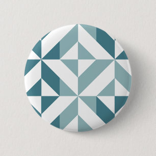 Teal Green Two Tone Geometric ZigZag 2 Inch Round Button