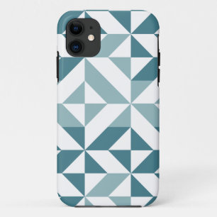 Teal Green Two Tone Geometric ZigZag iPhone 11 Case