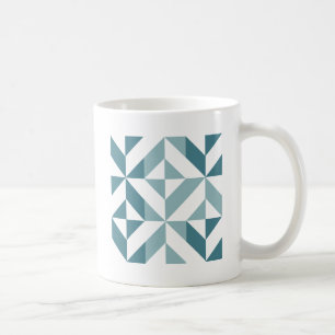 Teal Green Two Tone Geometric ZigZag Coffee Mug