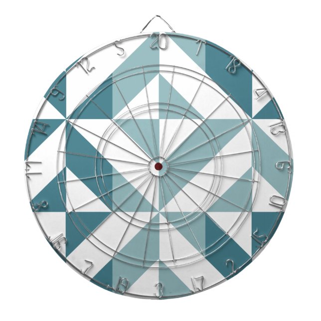 Teal Green Two Tone Geometric ZigZag Dartboard (Front)