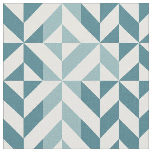 Teal Green Two Tone Geometric ZigZag Fabric