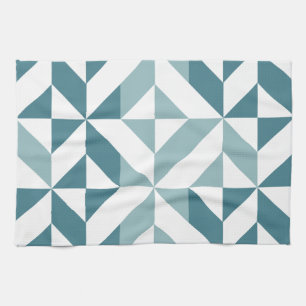 Teal Green Two Tone Geometric ZigZag Kitchen Towel