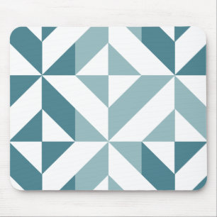 Teal Green Two Tone Geometric ZigZag Mouse Pad