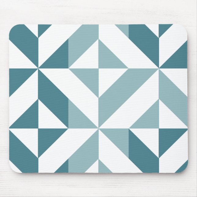 Teal Green Two Tone Geometric ZigZag Mouse Pad (Front)