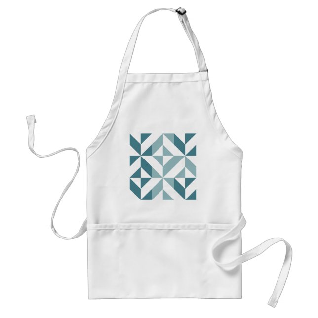 Teal Green Two Tone Geometric ZigZag Standard Apron (Front)
