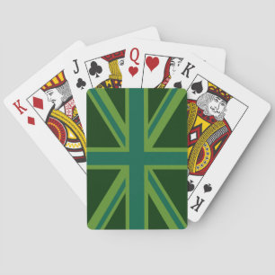 Teal Green UK Union Jack Decor Playing Cards