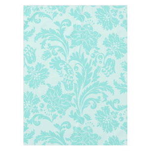 Teal green vintage damask print tablecloth