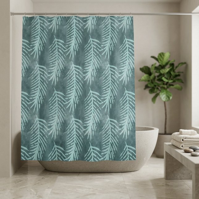 Teal Green Watercolor Tropical Leaf (Teal Green Watercolor Tropical Leaf Shower Curtain)