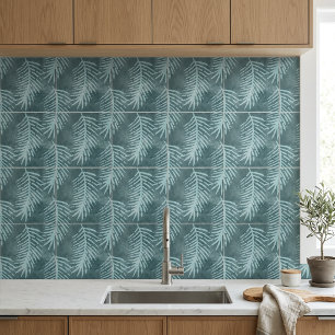 Teal Green Watercolor Tropical Leaf Tile