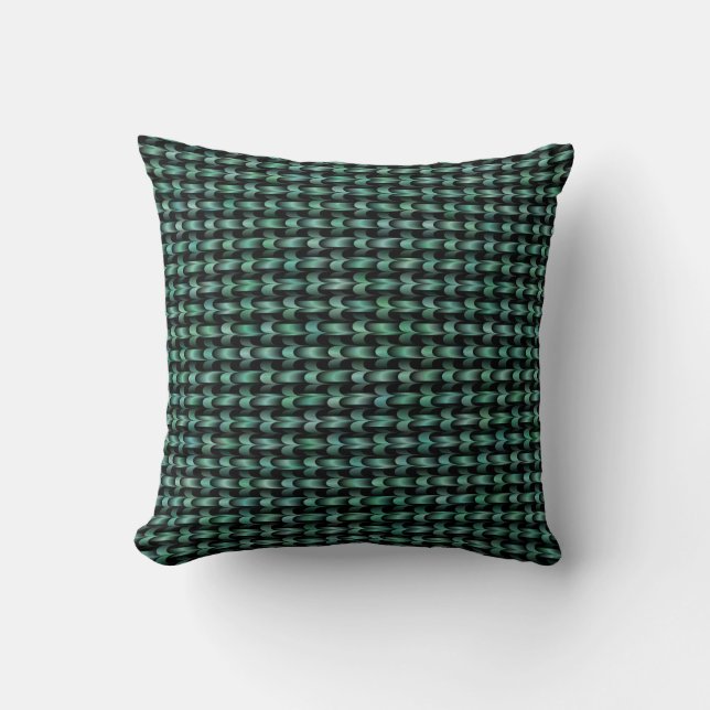 Teal Green Weave Pattern Throw Pillow (Front)
